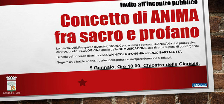 Cosa è l’anima? Incontro pubblico con don Nicola D’Onghia e Enzo Bartalotta