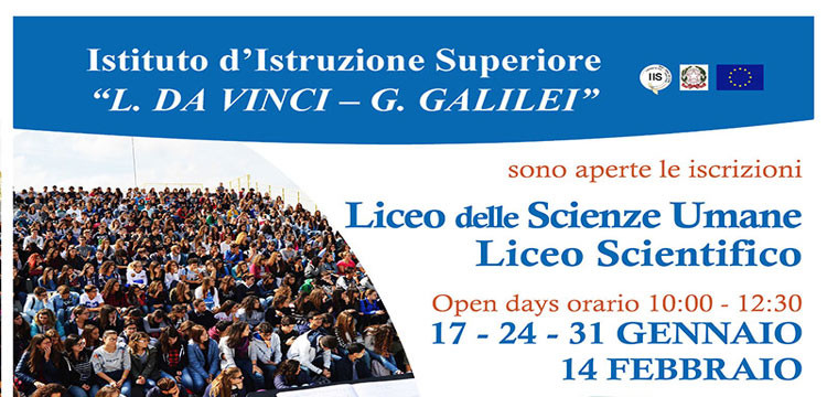 Nuove opportunità e open days all’IIS Da Vinci-Galilei Nuove opportunità e open days all’IIS Da Vinci-Galilei