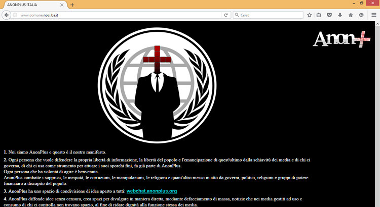 Il sito del Comune hackerato da AnonPlus Il sito del Comune hackerato da AnonPlus