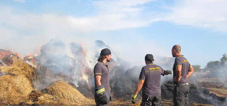 Fulmine si abbatte su fienile, a fuoco 600 rotoballe Fulmine si abbatte su fienile, a fuoco 600 rotoballe