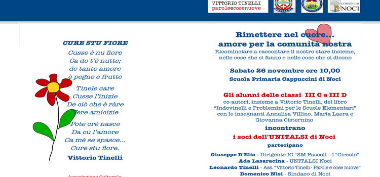 “Canzune quadrigli’ e brinnese”, tre incontri per promuovere la poesia di Vittorio Tinelli