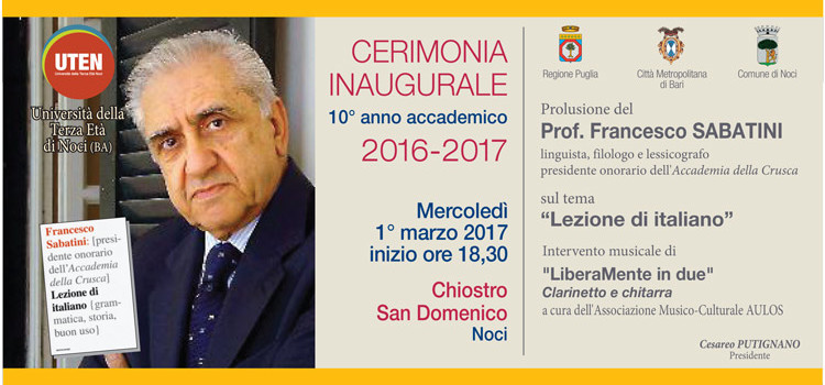 UTEN: cerimonia inaugurale col porf. Sabatini