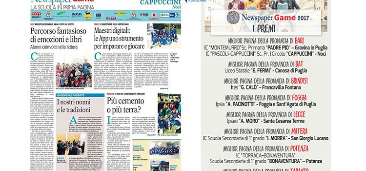 Newspapergame: premiati gli alunni della scuola “Cappuccini” Newspapergame: premiati gli alunni della scuola “Cappuccini”