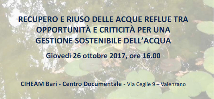 Recupero e riuso delle acque reflue tra opportunità e criticità per una gestione sostenibile dell’acqua Recupero e riuso delle acque reflue tra opportunità e criticità per una gestione sostenibile dell’acqua