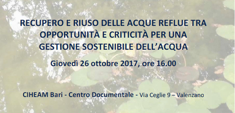 Recupero e riuso delle acque reflue tra opportunità e criticità per una gestione sostenibile dell’acqua Recupero e riuso delle acque reflue tra opportunità e criticità per una gestione sostenibile dell’acqua