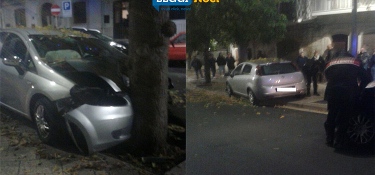 Manovra azzardata, auto si schianta su albero