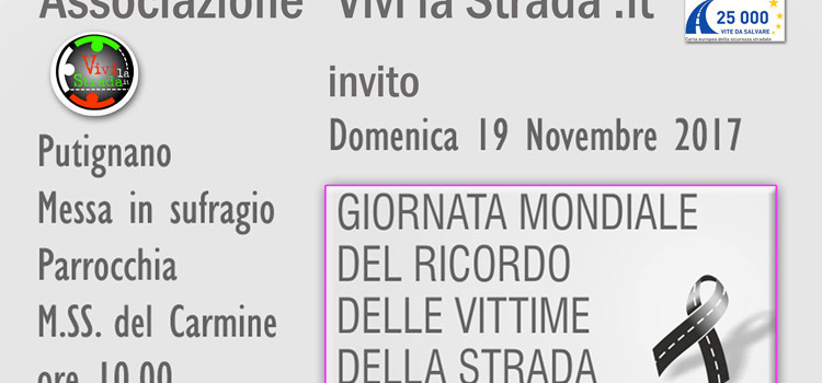 Giornata Mondiale in ricordo delle vittime della strada Giornata Mondiale in ricordo delle vittime della strada