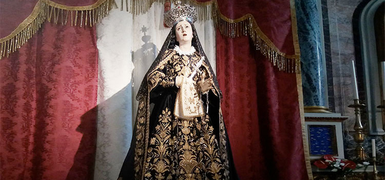 La statua dell’Addolorata esposta alla mostra ‘Facies Passionis’ di Taranto