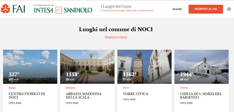 Luoghi del Cuore FAI, Noci propone dodici siti Luoghi del Cuore FAI, Noci propone dodici siti