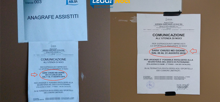 Uffici Asl: la “farsa” dell’Anagrafe Assistiti di Noci