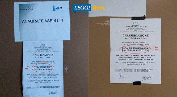Uffici Asl: la “farsa” dell’Anagrafe Assistiti di Noci
