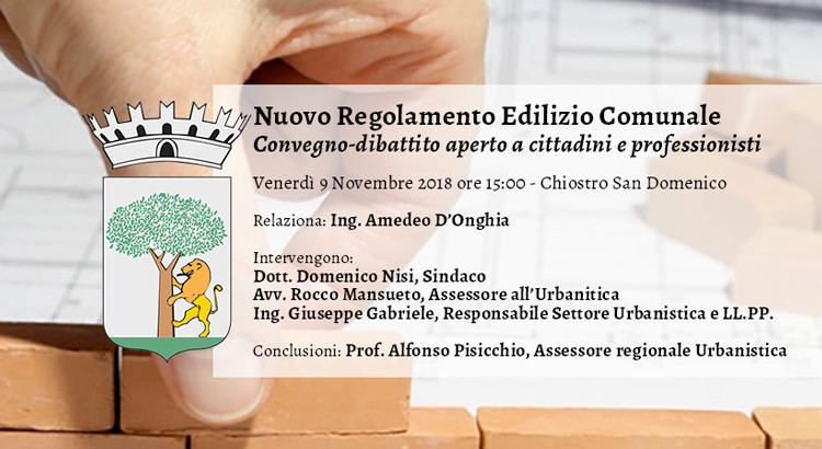 Nuovo Regolamento Edilizio Comunale: convegno-dibattito aperto ai cittadini