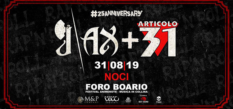 J-ax + Articolo 31 in concerto il 31 agosto a Noci