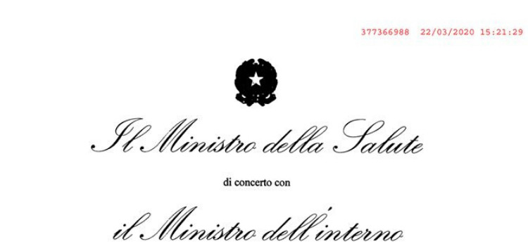 Divieto di spostarsi fuori comune: l’ordinanza del Ministero