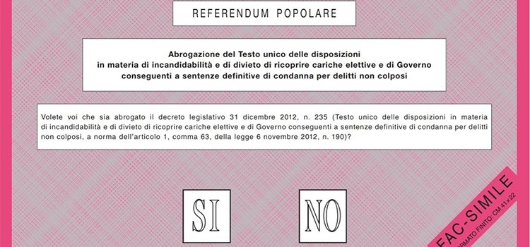 Il primo quesito referendario: l’abrogazione della Legge Severino