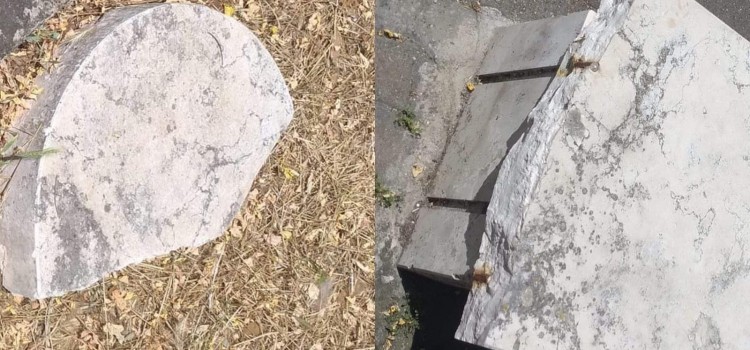 Spaccata in due la panchina della Piazza dei Leoni