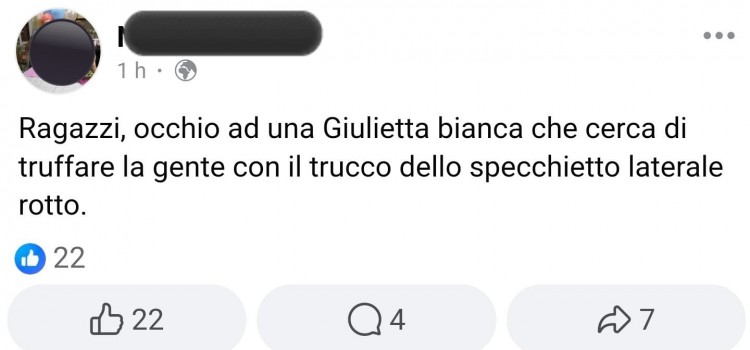 Ancora una truffa dello specchietto